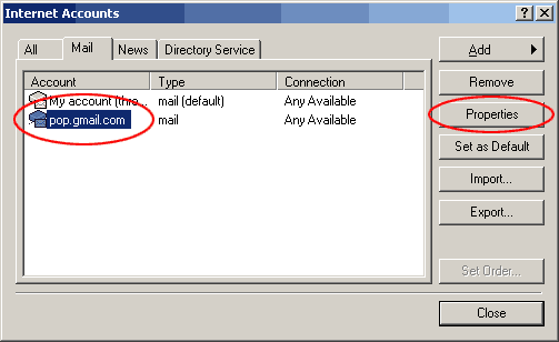internet accounts gmail properties