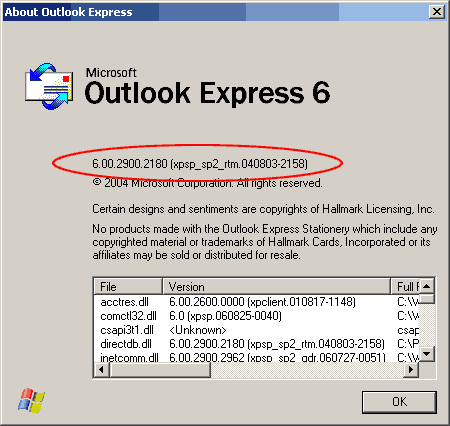 outlook express version