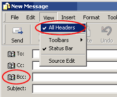 view all headers window